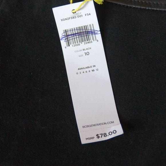 NEW BCBGeneration Black Faux Leather Trim Pull On High Rise Pants Size US 10 - Picture 4 of 10